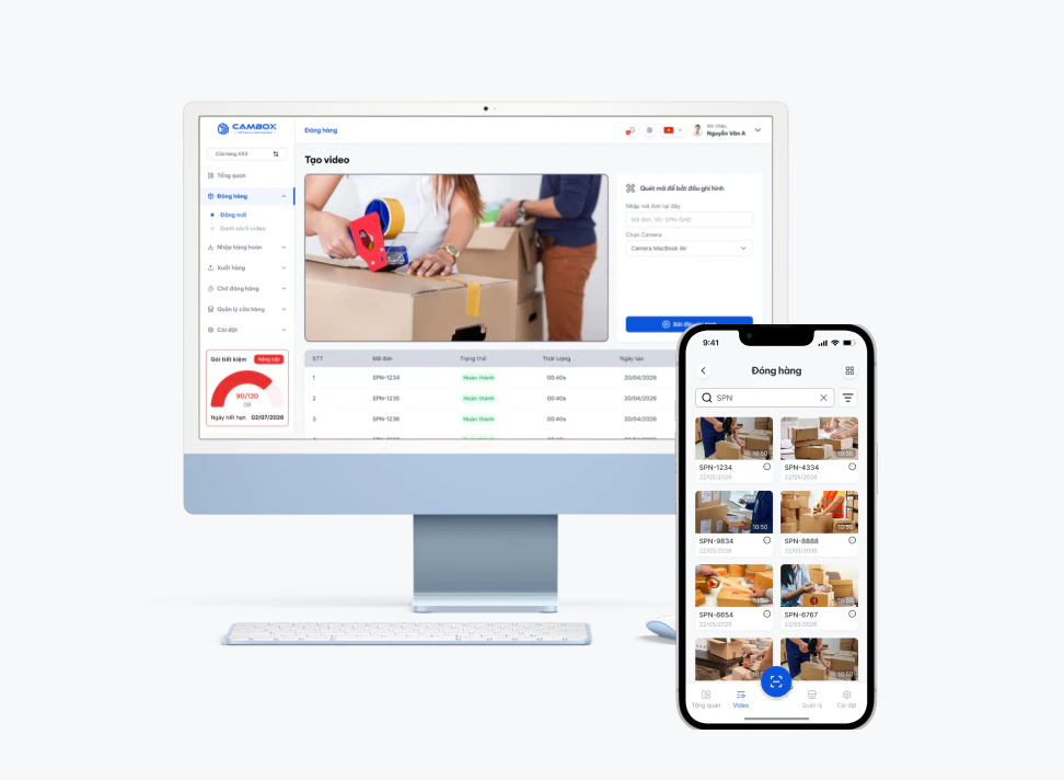 Ứng dụng CAMBOX trên máy tính và điện thoại
